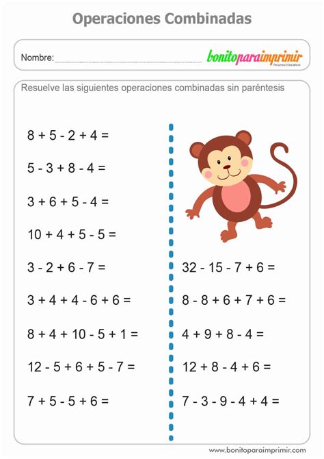 Operaciones Combinadas BONITO PARA IMPRIMIR