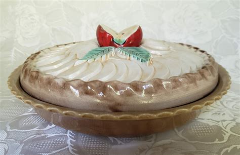 Georg jensen sterling silver oval serving dish with cover with grape ornament. Ceramic Apple Pie Keeper Covered Serving Dish - Aunt ...