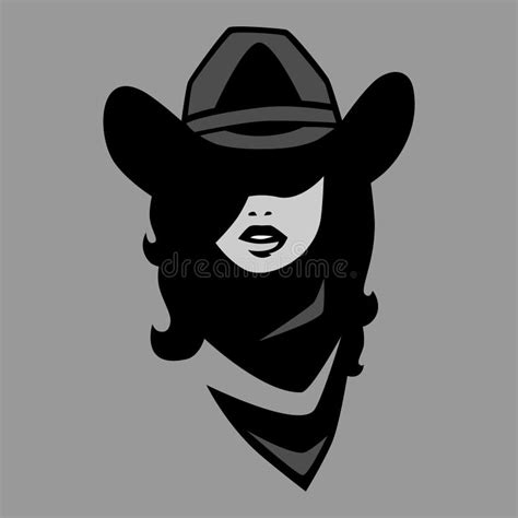Símbolo De Retrato De Cowgirl Sobre Fondo Gris Ilustración Del Vector Ilustración De Americano