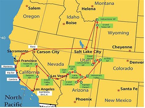 Cartina Usa Il Nostro Tour On The Road Percorso Parchi Americani Dellovest Mappa Itinerario