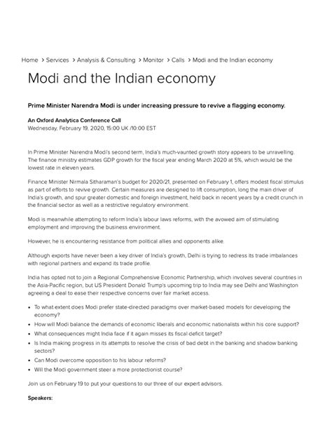 Modi And The Indian Economy