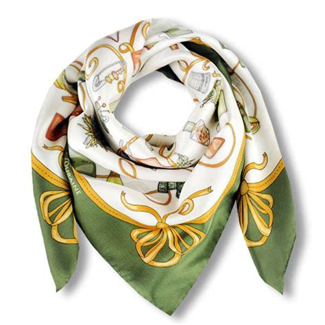 French Silk Scarves Twill Green 36x36 Anne Touraine Paris™