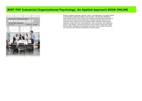 Industrialorganizational Psychology An Applied Approach