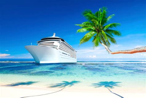 Cruise Ship At Bay Of Tropical Island Stock Photo Download Image Now