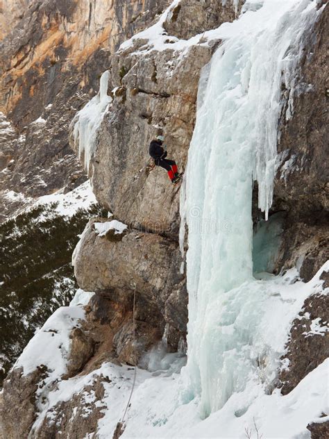 Ice Climbing In South Tyrol Italy Editorial Stock Photo