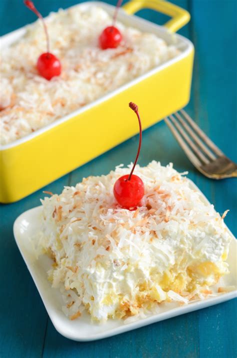 Spread between the slightly warm cake layers, piercing each layer with a toothpick as you stack them, but don't pierce the top of the top layer. Paula Deen-Inspired Pineapple Coconut Cake ...