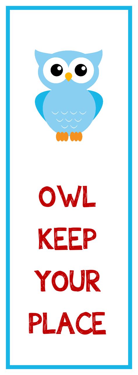 The range of cartoon characters he will get to color will keep him occupied for hours on end. Owl Bookmark Printable