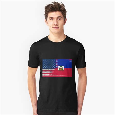 Haitian American Half Haiti Half America Flag T Shirt By Ozziwar