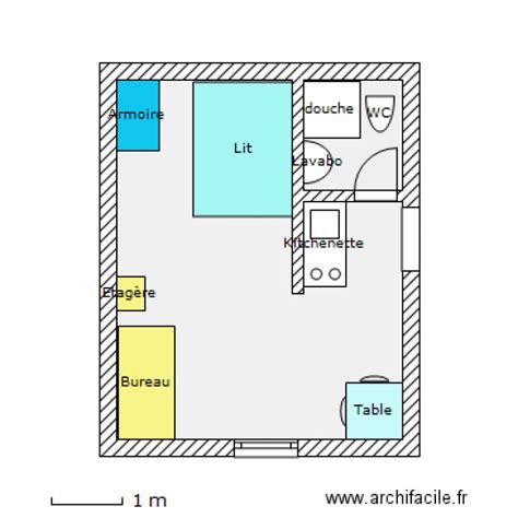 Nous avons besoin de votre aide ! Plan d'un studio - Plan 2 pièces 20 m2 dessiné par ...