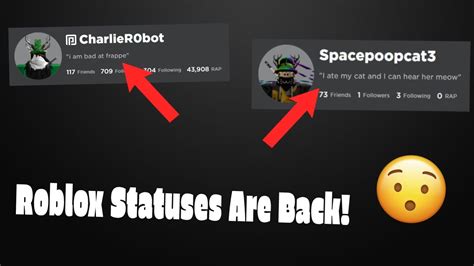 Roblox Statuses Are Back Youtube