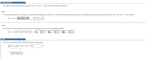 solved tutorial exercise the position function of a particle