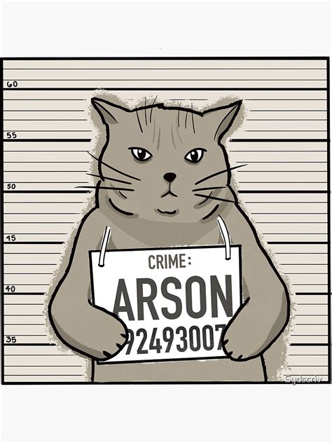 Funny Cat Criminal Arson Mugshot Sticker For Sale By Sydscriv Redbubble