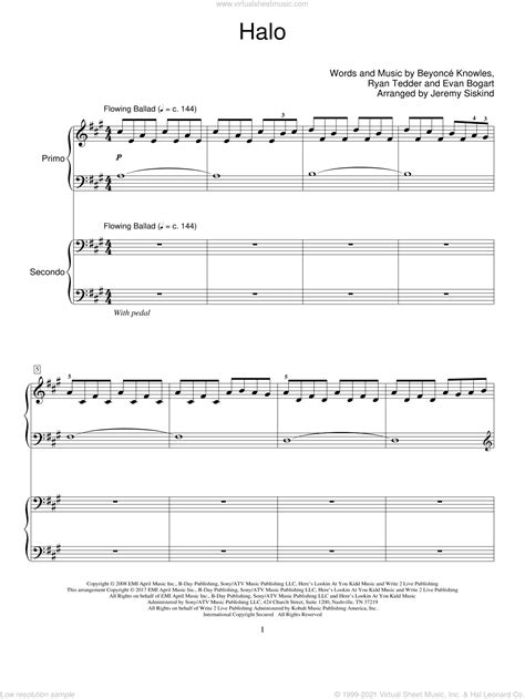 Beyonce Halo Sheet Music For Piano Four Hands [pdf Interactive]