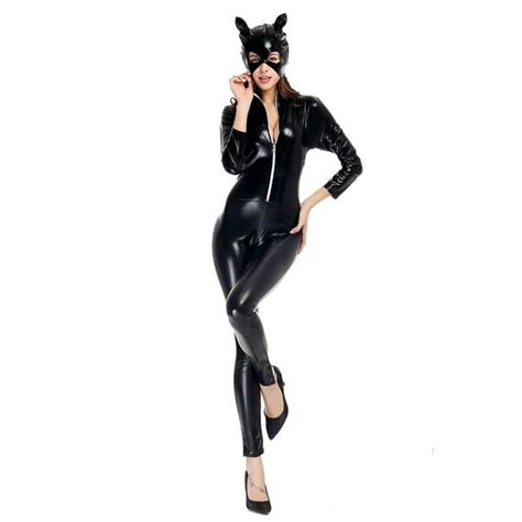 Club Sexy Cat Girl Anime Cosplay Costume Women Paint Leather Trousers Motorcycle Wear Halloween