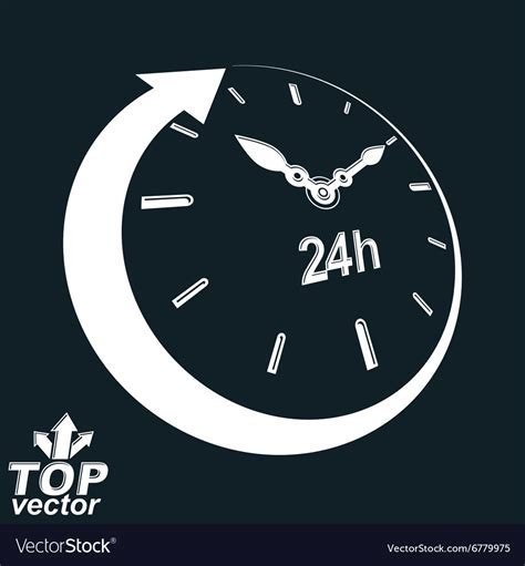 3d 24 Hours Clock Black And White Day And N Vector Image