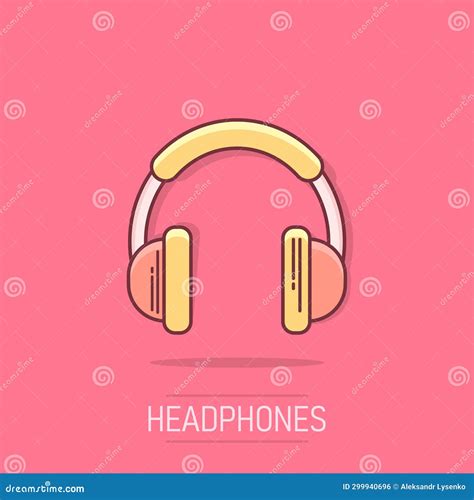 Vector Cartoon Headphone Icon In Comic Style Earphone Headset Sign
