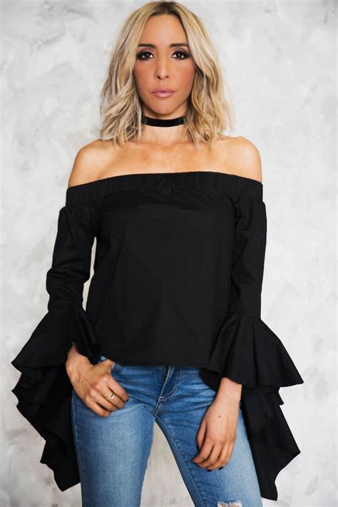 Off The Shoulder Ruffle Sleeve Top In 2020 Tops Casual Tops Ruffle Sleeve
