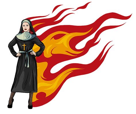 Purgatory Nun In Fire Cartoon Character Vector Digital Art By Dean