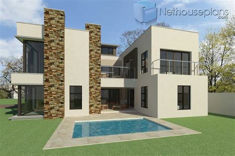 Modern 4 Bedroom House Planm301dswimming Pool Viewnethouseplans