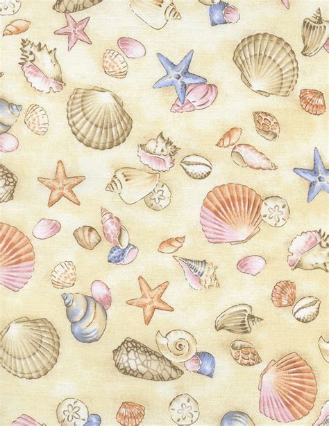 Seashell Fabric By Timeless Treasures Ocean C1258 Sand Nautical