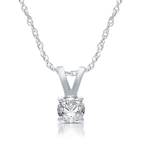 14kt White Gold 14 Carat Diamond Solitaire Pendant Necklace