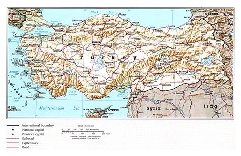Large Detailed Political Map Of Turkey With Relief Roads Railroads Images