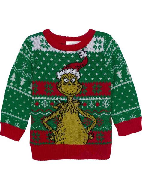 Infant Boys Green And Red The Grinch Christmas Holiday Knit Sweater