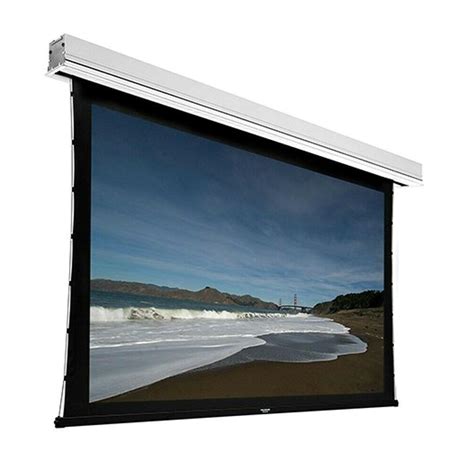 Ceiling recessed tensioned plug and play electric screens. 150" Motorized Projector Screen Ceiling Recessed White ...