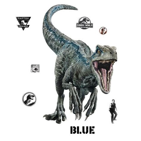Jurassic World 2 Blue Velociraptor Gigant Wallsticker Kr 349 På Lager Til Omgående Levering