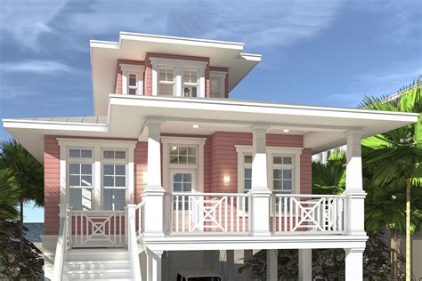 Elevated Beach House Plan For A Narrow Footprint 44173td