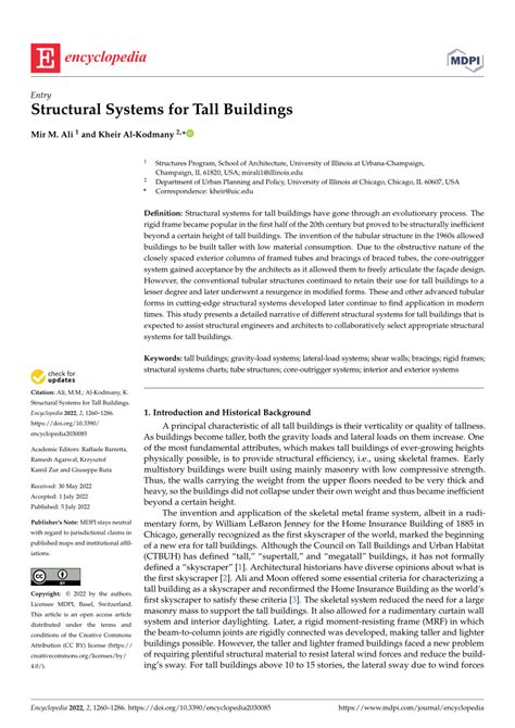 Pdf Structural Systems For Tall Buildings