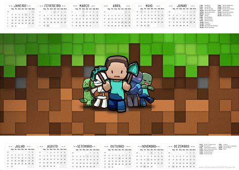 Calendario 2017 Minecraft Fazendo A Nossa Festa