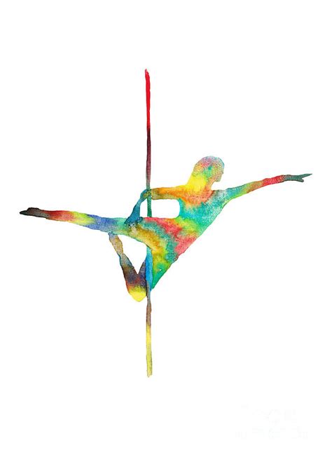 Pole Dance Art Yoga Print Watercolor Painting By Maryna Salagub