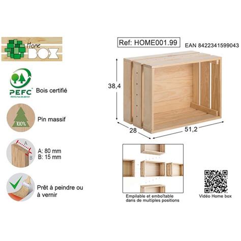 caisse en pin massif modulable home box grande