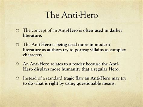 Ppt The Hero The Tragic Hero And The Anti Hero Powerpoint