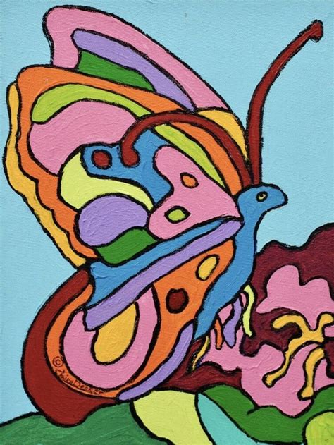 Whimsical Butterfly Acrylic And Ink On Stretched Canvas Copyright Claire