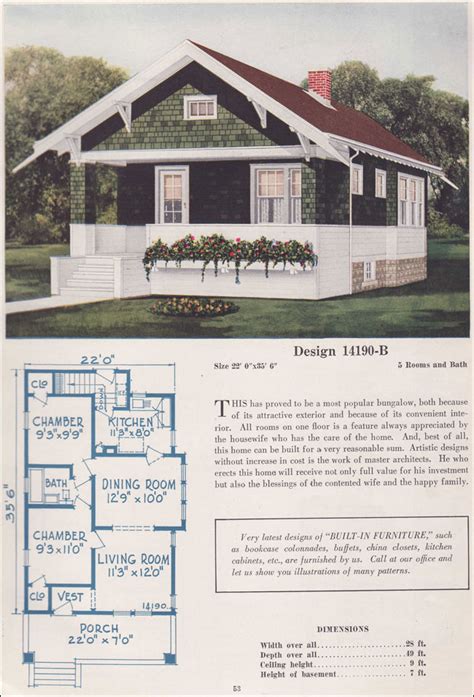 1925 Classic Craftsman Style Bungalow Small House Plan C L Bowes