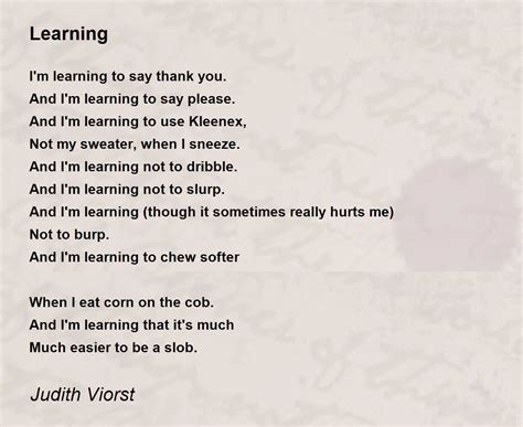 Learning Learning Poem By Judith Viorst