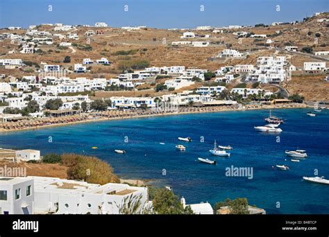 Ornos Beach Mykonos Greek Cyclades Island Greece Stock Photo 19929638
