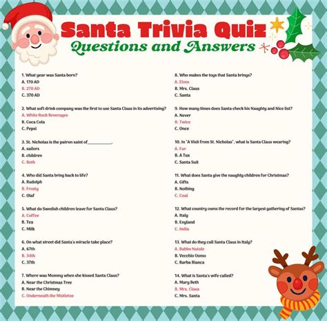 Santa Trivia Quiz Questions And Answers For The Christmas Holiday