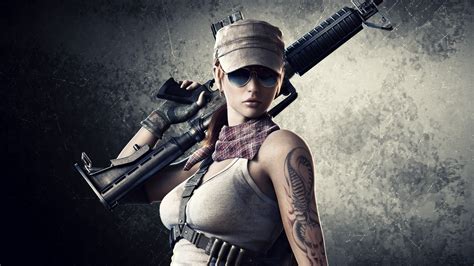 Wallpaper 1920x1080 Px Babe C G Girl Hat Rifle Sexy Sunglasses Tattoos Weapon