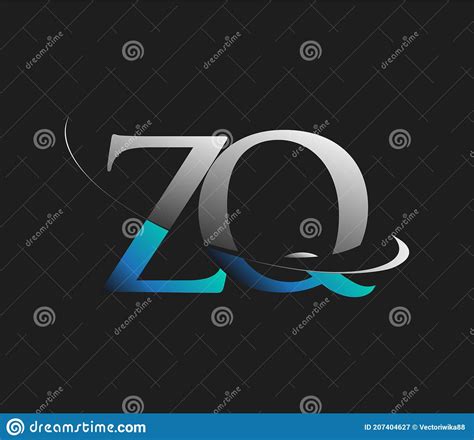 Zq Initial Logo Company Name Colored Blue And White Swoosh Design