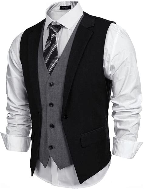 Coofandy Mens Formal Fashion Layered Vest Waistcoat Dress Suit Vests