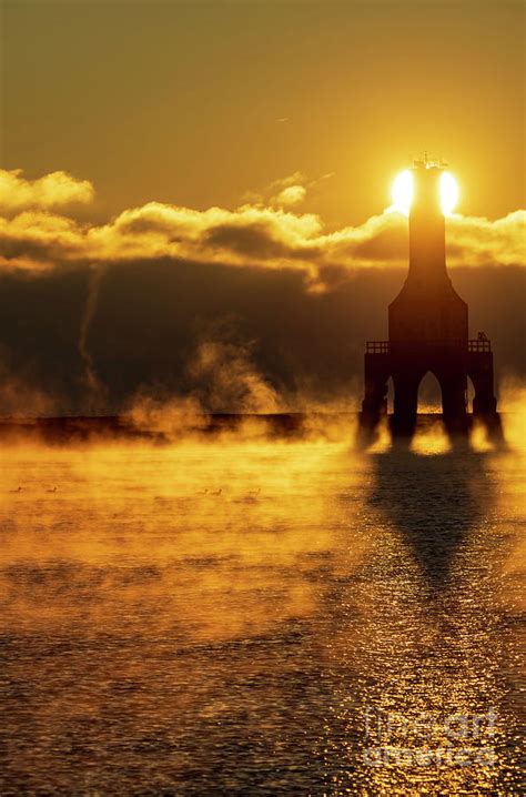 Port Washington Lighthouse Sea Smoke Sunrise 5 Photograph By Eric