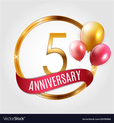 Template Gold Logo 5 Years Anniversary With Ribbon