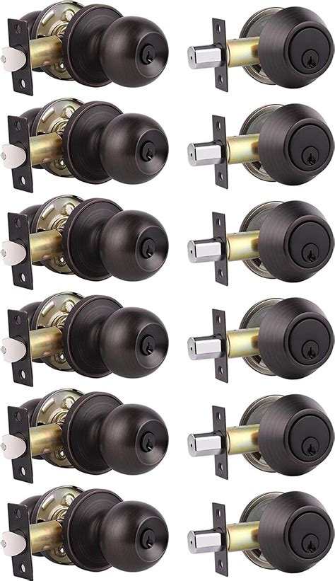 6 Pack Front Door Knob And Deadbolt Set Keyed Alike Single Cylinder