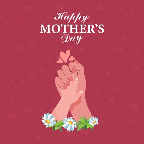 Premium Vector Mothers Day Greeting Card Vector Banner And Flying Pink Paper Hearts Social