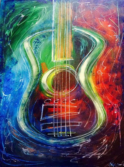 Guitar Painting Hard Rock Art Electric Guitar Acoustic Abstract