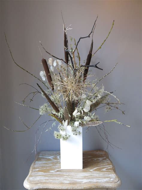 Dried Arrangement Created By Flower Patch Bulrushes Alium Honesty