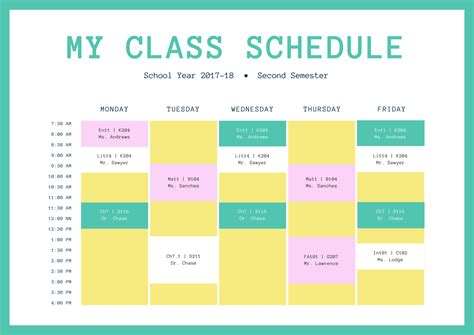 Free College Schedule Maker Examples And Forms